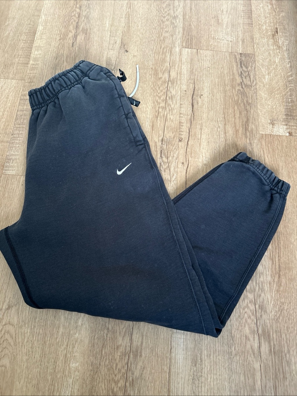 Nike NRG Youth Black Jogger Sweatpants with White Swoosh